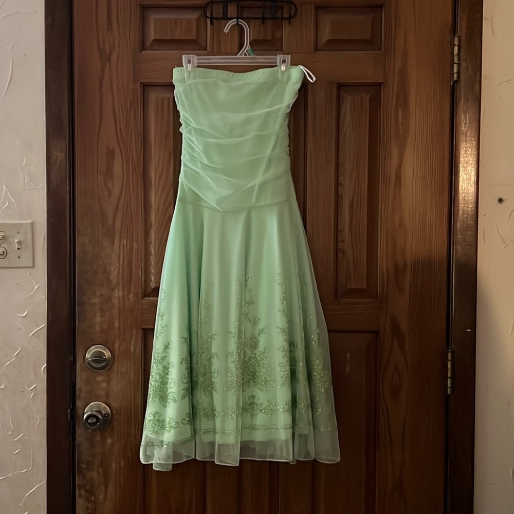 Green strapless sparkle at the bottom